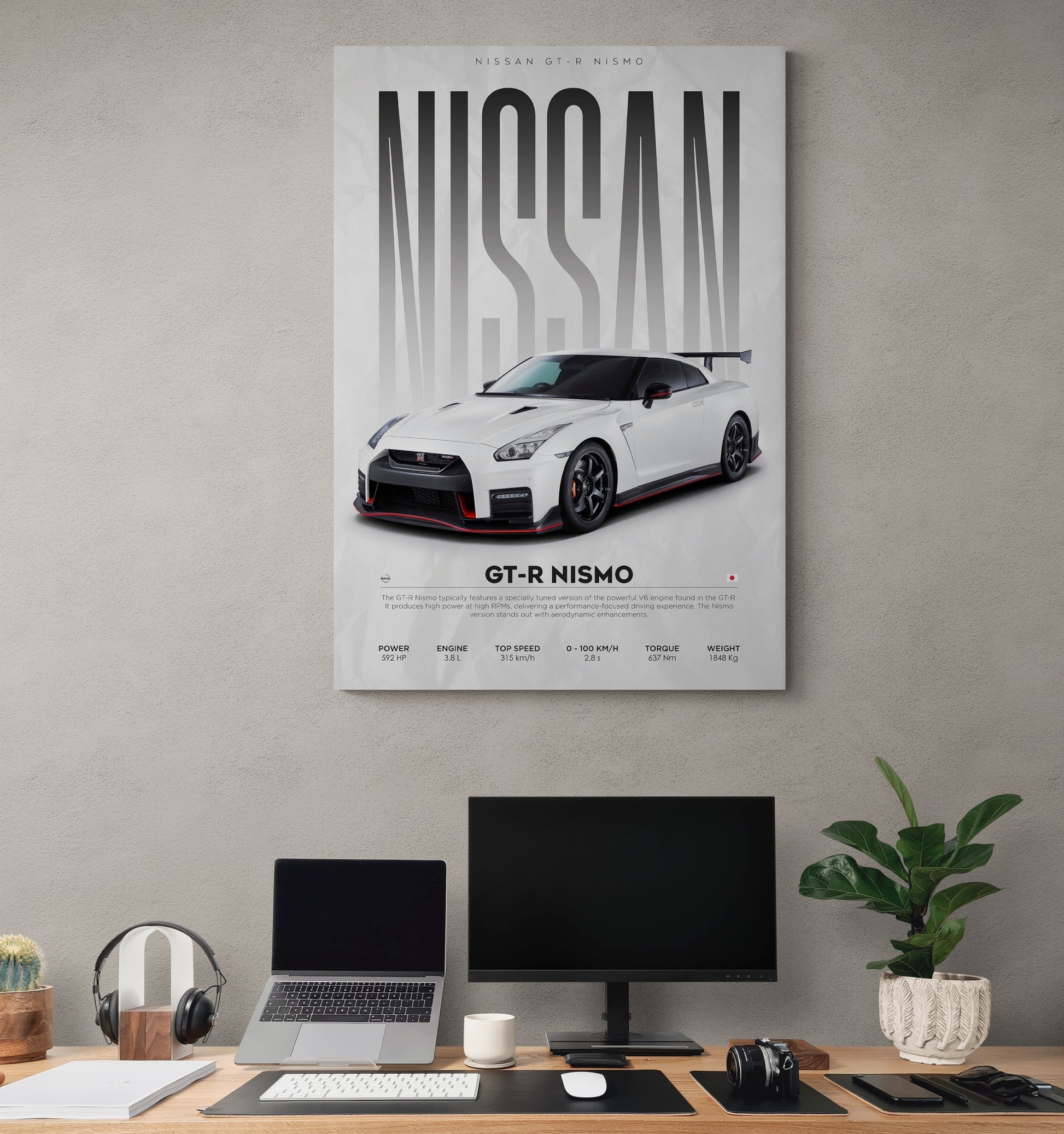 Elevate your home picture decor with GTR R35 canvas. Perfect for art decorations, featuring the iconic GTR car at Essential Walls.