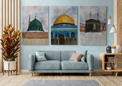 THE KAABA - MASJID AL-NABAWI - MASJID AL-AQSA - THREE HOLY MOSQUES