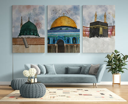 THE KAABA - MASJID AL-NABAWI - MASJID AL-AQSA - THREE HOLY MOSQUES