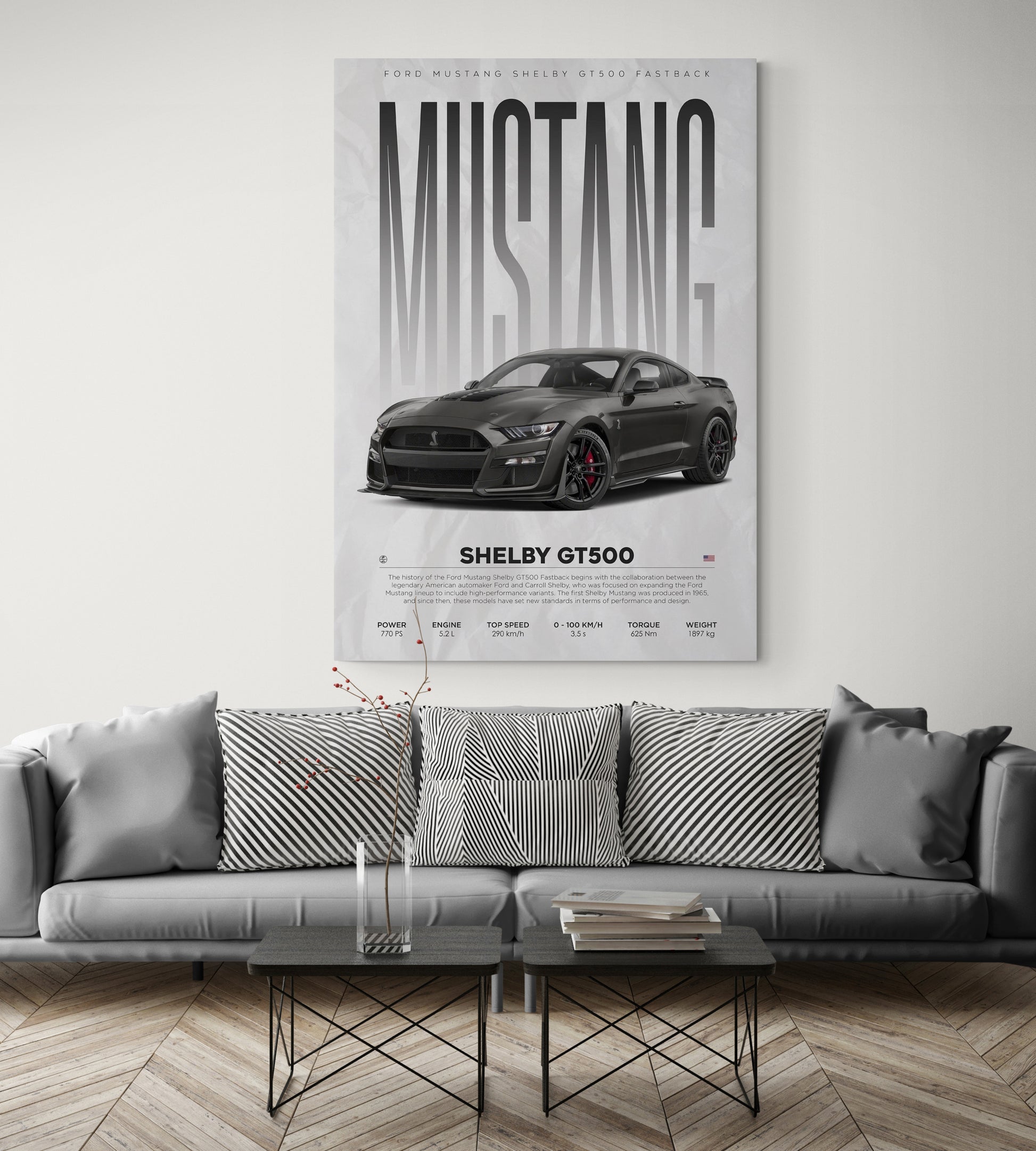 Discover our captivating collection featuring all Ford cars, including the iconic Dodge Mustang. Perfect for interior decor enthusiasts seeking inspiration, our prints complement any living hall wall design. Explore now for the logo Ford Mustang and more at Essential Walls.