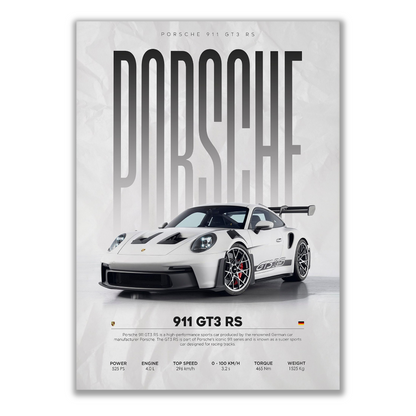 Explore our collection of posters and paintings featuring the Porsche 911 GT3 RS. Discover art for posters and find the perfect posters for painting at Essential Walls.